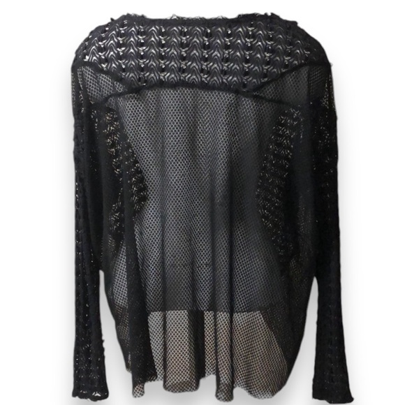 FREE PEOPLE Black Oversized Knit & Mesh Top - Picture 2 of 7